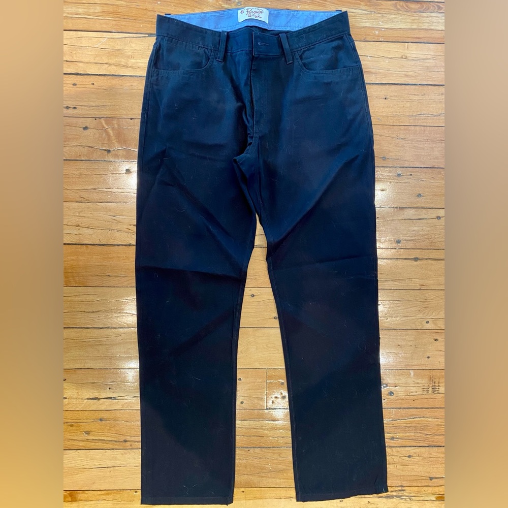 Men’s Original Penguin Black Flat Front Five Pocket Chino Pants Size 32x32